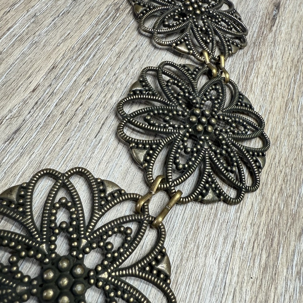 Vintage Medallion Chain Belt Waist Hip Metal Jewelry BOHO Chic 1980s